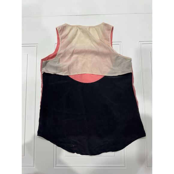 Parker Womens Scoop Neck Colorblock Tank Top Black Pink White Silk Size Small - Picture 4 of 6